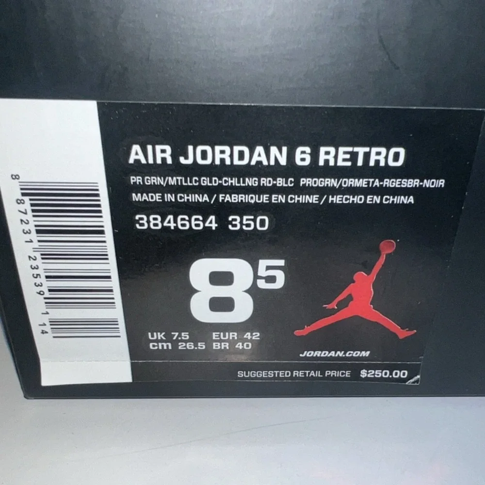 Jordan Air Jordan 6 Retro Champagne Bottle High Top Leather Lace Up Men
